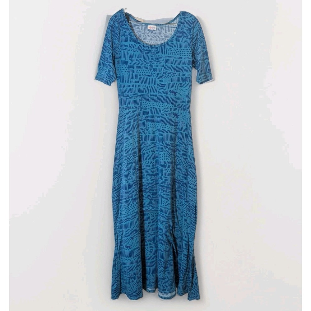 Whimsical Unicorn Dopamine Maximalist Blue Maxi Dress LuLaRoe L Made USA
